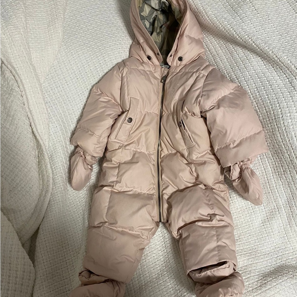 Burberry Pink Checkered Baby Snowsuit